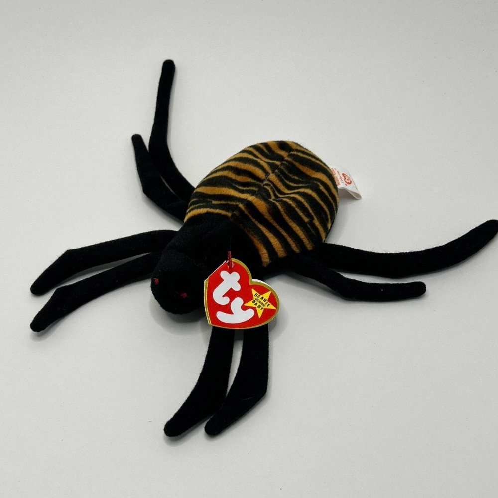 NWT SUPER RARE 1996 Ty Beanie Baby Spinner the Spider- Tag Errors Fun Gift! 🎁